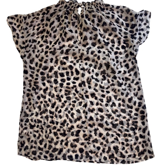 Express Leopard Print Ruffle Neck Blouse – Size Small - Picture 3 of 5